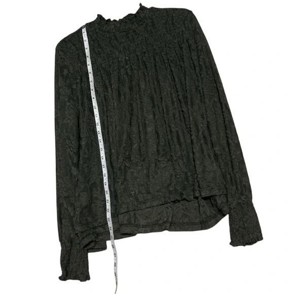 Deletta ANTHROPOLOGIE Olive Green Lace Long Sleeve Mock Neck Top - Picture 9 of 13